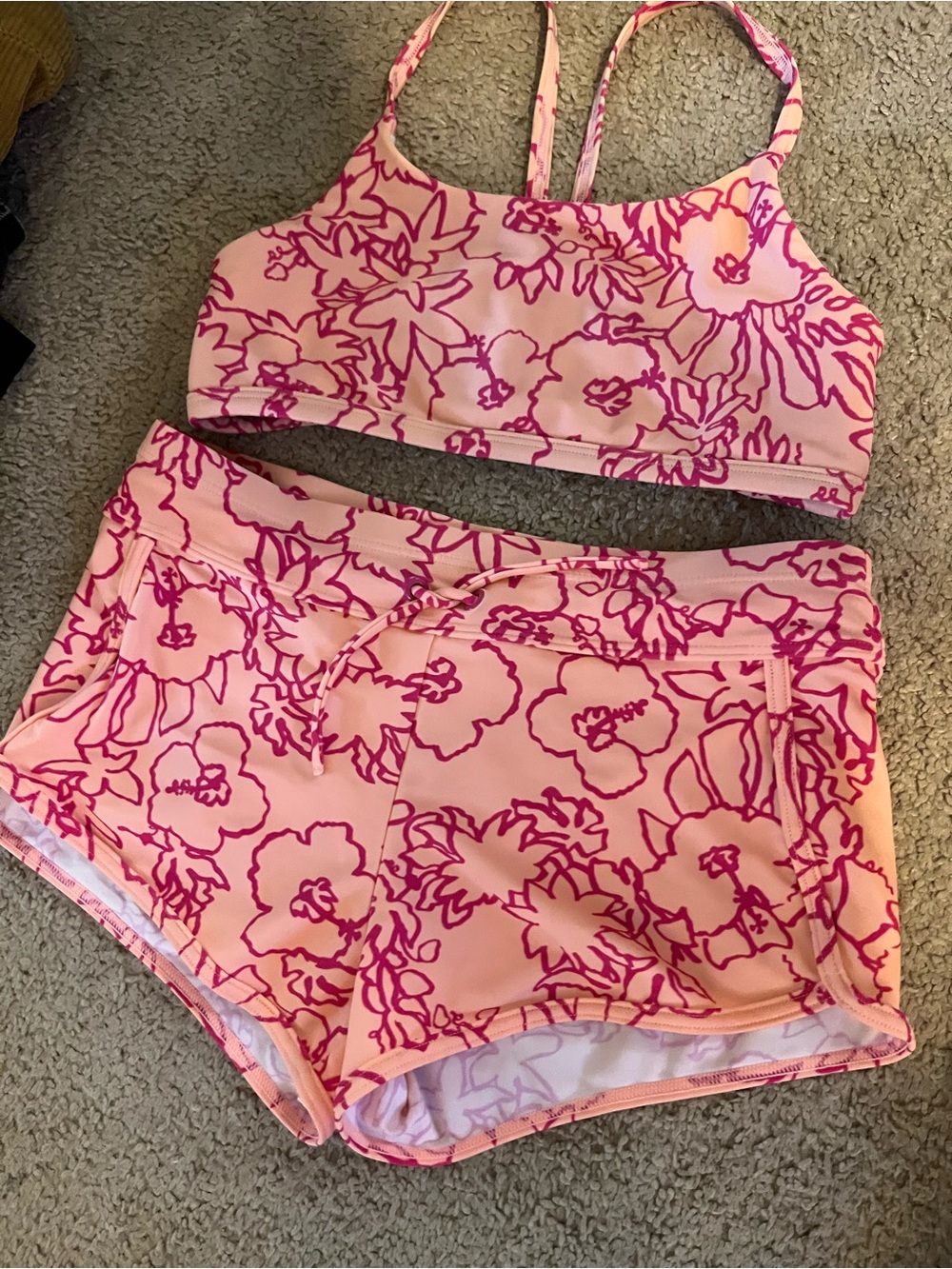 Athleta Pink Floral Two-Piece Swim Set